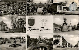 AK Rastatt / Baden, Bahnhofstraße, Stadtkirche, Schwimm-Stadion, Gel 1962 - Rastatt