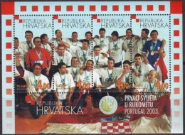 CROATIA TEAM - WINNER OF HANDBALL WORLD CHAMPIONSHIPS Portugal 2003 ( Croatia Bloc MNH** ) Hand Ball Balonmano Pallamano - Handball