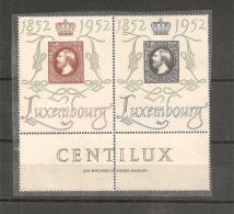 LUX488/89 / LUXEMBURG -  Paar CENTILUX 1952  Mit Zwischensteg** - Blocs & Feuillets