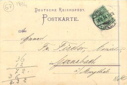 67 STRASSBURG - CARTE DE CORRESPONDANCE - De 1894 - Autres & Non Classés