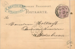 67 STRASSBURG - CARTE DE CORRESPONDANCE - De 1883 - Poinçonnée - Other & Unclassified