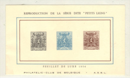 BELGIQUE, EMISSION DE 1866/7, 23/5 NON DENTELE SUR FEUILLET DE LUXE 1954.  (3FT28) - Luxevelletjes [LX]