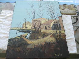 HUILE SUR TOILE DE MARCEL VIGNY BORD DE RIVIERE - Olieverf