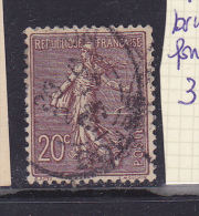 FRANCE N° 131a 20C BRUN LILAS FONCE TYPE SEMEUSE LIGNEE  OBL - Gebruikt