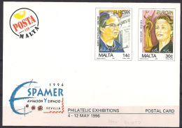 Malta, 1996, Postal Card, Europa, International Expo In Sevilla, Unused - 1995