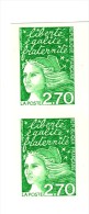 Luquet 2fr70 Vert YT 3091 Non Dentelé Accidentel Paire Verticale Signée Calves. Très Rare, Voir Scan. Cote Maury : 180 € - Unused Stamps