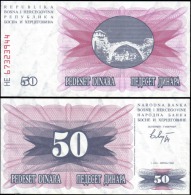 Bosnia & Herzegovina 1992 50 Dinara Banknotes UNC - Otros & Sin Clasificación