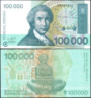 Croatia 1993 100000 Dinara Banknotes Uncirculated UNC - Andere & Zonder Classificatie