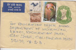 India  1986  PS Envelope To United States # 49350 Indien Inde - Enveloppes