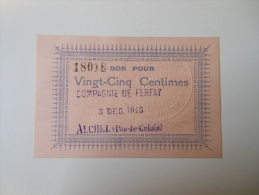 Pas-de-Calais 62 Auchel MINES De Ferfay , 1ère Guerre Mondiale 25 Centimes NEUF ! - Bons & Nécessité