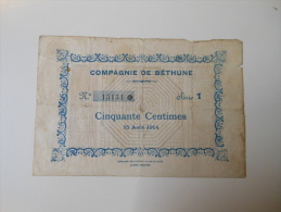 Pas-de-Calais 62 Grenay Béthune MINES , 1ère Guerre Mondiale 50 Centimes 15-8-1914 Série 1 - Bons & Nécessité