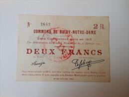 Pas-de-Calais 62 Boiry-Notre-Dame , 1ère Guerre Mondiale 2 Francs 31-1-1915 R - Bons & Nécessité