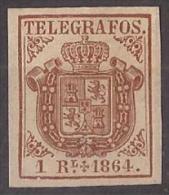 ESTGF01-L2153TESO.Espagne . Spain.ESCUDO DE ESPAÑA.TELEGRAFOS  DE ESPAÑA .1864 (Ed 1*)  MAGNIFICO.Certificado. - Autres & Non Classés
