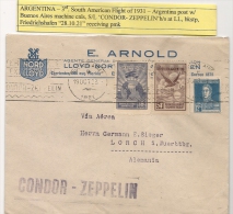 ARGENTINA -  CONDOR-ZEPPELIN COVER - 3rd South American Flight Of 1931 BUENOS AIRES To WUERTTEMBERG - Friedrichshafen - Poste Aérienne