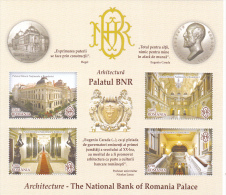 ROMANIA 2013 ARHITECTURE THE NATIONAL BANK OF ROMANIAN PALACE,BLOCK ,** MNH - Feuilles Complètes Et Multiples