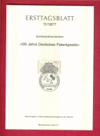 GERMANY-BERLIN 1977, Ersttagblatt Nr 11, Deutsches Patentgesetz - Brieven En Documenten