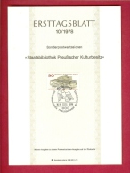 GERMANY-BERLIN 1978, Ersttagblatt Nr 10, Staatsbibliothek Preussischer Kulturbesitz - Storia Postale