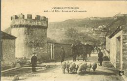 CPA  LE TEIL, Entrée Du Pont Suspendu, Troupeau De Moutons  8157 - Le Teil