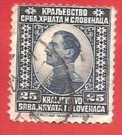 REGNO SERBI CROATI E SLOVENI - USATO - 1921 - Crown Prince Alexander - 25 Yugoslav Para - Michel YU 150 - Used Stamps