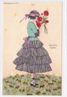 Köhler Mela(nie), Dame, Mode, Blumen, Fleurs, Litho, Ca. 1920   ***75303 - Koehler, Mela