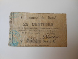 Aisne 02 Boué , 1ère Guerre Mondiale 25 Centimes 17-8-1915 - Bons & Nécessité