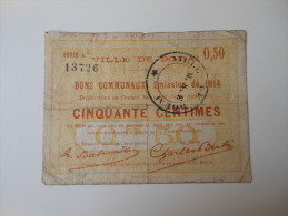 Nord 59 Douai , 1ère Guerre Mondiale 50 Centimes 30-8-1914 - Bons & Nécessité