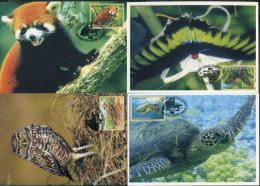 1998 O.N.U. Vienna, F.D.C. Animali In Perico Estinzione, Serie Completa - Cartes-maximum