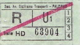 PALERMO  /    S.A.S.T. - BIGLIETTO PER AUTOBUS - Europa