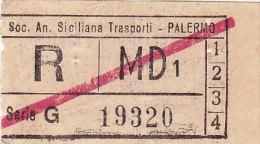 PALERMO  /    S.A.S.T. - BIGLIETTO PER AUTOBUS - Europa