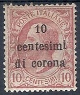1919 TRENTO E TRIESTE EFFIGIE 10 CENT MH * - RR11834 - Trentin & Trieste