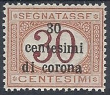 1919 TRENTO E TRIESTE SEGNATASSE 30 CENT MH * - RR11834 - Trente & Trieste