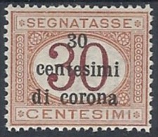 1919 TRENTO E TRIESTE SEGNATASSE 30 CENT MH * - RR11834 - Trentino & Triest