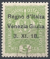 1918 VENEZIA GIULIA USATO 5 H - RR11837 - Vénétie Julienne