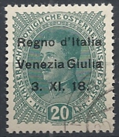 1918 VENEZIA GIULIA USATO 20 H VARIETà - RR11850 - Venezia Giuliana