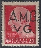 1945-47 TRIESTE AMG VG IMPERIALE 20 CENT SENZA FILIGRANA MH * - RR11852 - Nuevos