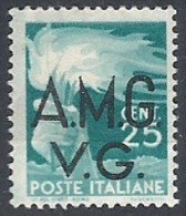 1945-47 TRIESTE AMG VG DEMOCRATICA 25 CENT MH * - RR11852 - Mint/hinged