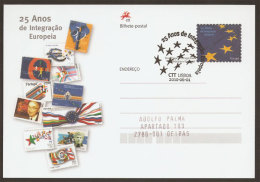 Portugal Carte Entier Postal 25 Ans Intégration UE Europe Cachet 2010 Stationery 25 Years EU Europa Pmk - Comunità Europea
