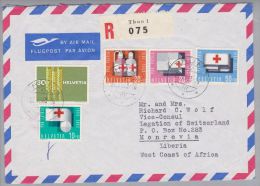 Schweiz Pro Patria 1963-07-22 Thun R-Luftpostbrief Nach Monrovia Liberia - Brieven En Documenten