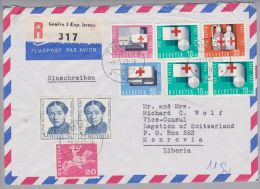 Schweiz 1963-10-31 Thun R-Luftpostbrief 21gr. Nach Monrovia Liberia - Brieven En Documenten