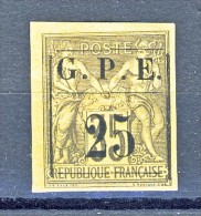 Guadaloupe 1884 N. 2 C. 25 Su C. 35 Violetto-nero Su Giallo MH - Otros & Sin Clasificación