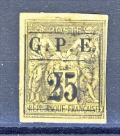 Guadaloupe 1884 N. 2 C. 25 Su C. 35 Violetto-nero Su Giallo USATO - Sonstige & Ohne Zuordnung