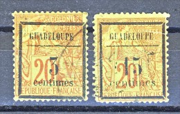 Guadaloupe 1889 N. 3 C. 3 Su C. 20 Rosso Mattone Su Verde + N. 4 C. 15 Su C. 20 Rosso Mattone Su Verde USATI - Altri & Non Classificati