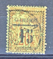 Guadaloupe 1889 N. 8 C. 15 Su C. 20 Rosso Mattone Su Verde USATO - Autres & Non Classés