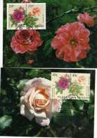 Nouvelle Zélande: 1997 2 Très Belles Cartes Maximum Roses émission Commune Chine Nouvelle Zélande - Covers & Documents