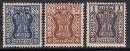'Ashokan Sideways Watermark',  1967 Service / Official , 3v India MNH - Dienstmarken