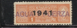 8251-SELLO ESPAÑA PRO BUERRA CIVIL FALANGE BARCELONA 2 SOBRECARGAS 1941+OTRA.UNICO PARA VENTA.RARO.ESCASO 1 PESETA.SPAIN - Nationalistische Ausgaben