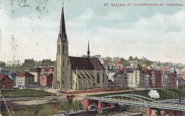 Cp SUISSE SAINT GALLEN St Othmarskirche Mit Rosenberg   ( Ligne De Chemin De Fer Gare Train Wagons ) - Berg