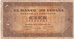 BILLETE DE ESPAÑA DE 100 PTAS 20/05/1938 SERIE G (BANKNOTE) - 100 Pesetas