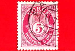 NORVEGIA - NORGE - Usato - 1921 - Cifra E Corona - Corno Postale - Posthorn - 5 - Oblitérés