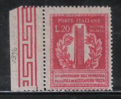 BIN201 - REPUBBLICA , Il 20 Lire Volta 13 1/4 X 14 E Filigrana CS ***  MNH - Variedades Y Curiosidades